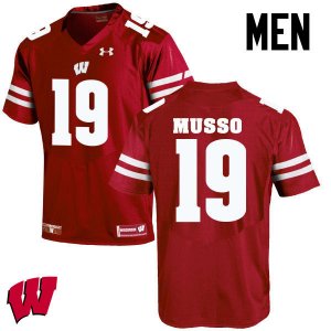 Men's Wisconsin Badgers NCAA #19 Leo Musso Red Authentic Under Armour Stitched College Football Jersey YB31Y16JB